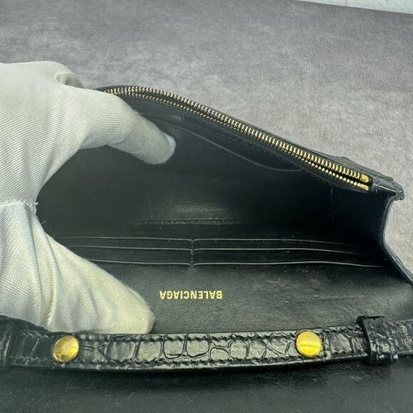 Balenciaga Hourglass Black Croc-Embossed Wallet on Chain Bag - Picture 12 of 16